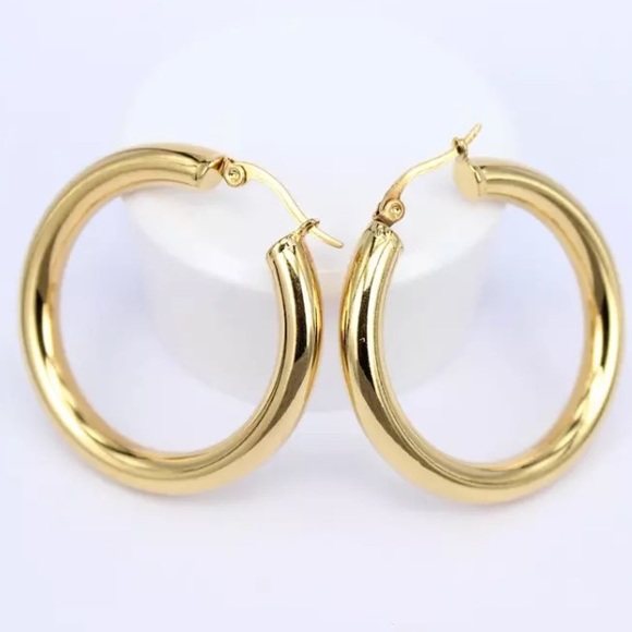 18K gold plated hoop earrings - Picture 2 of 2